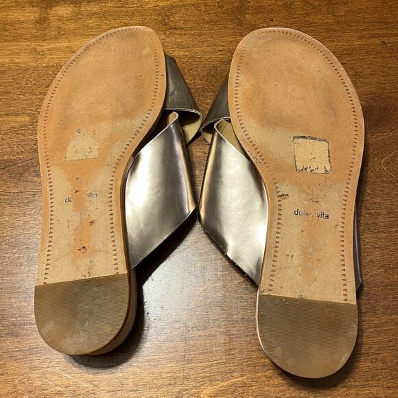 Dolce Vita criss cross slide sandals gold metallic women 7.5 - Picture 4 of 5